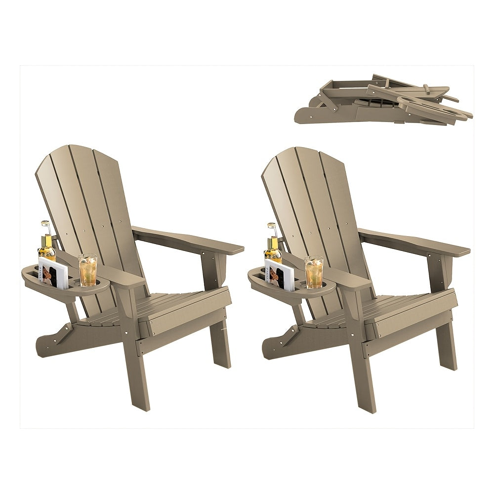 FOOWIN HDPE Adirondack Chair with Ottoman, Adjustable Backrest Adirondack Chair W/4in 1 Cup Holder Trays, All-Weather Resistant Adirondack Chairs for Outdoor, Patio, Lawn, Garden