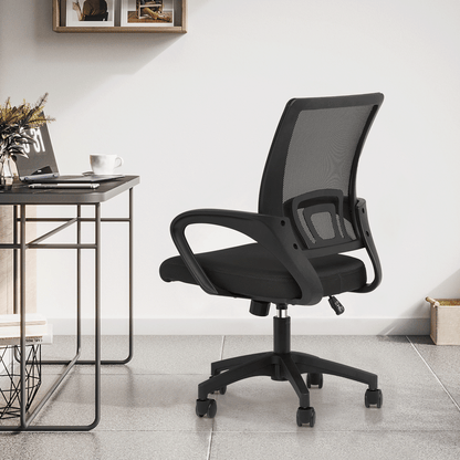 Mesh Office Home Chair, Mid Back Ergonomic Rolling Swivel Chair with Padded Seat and Armrest