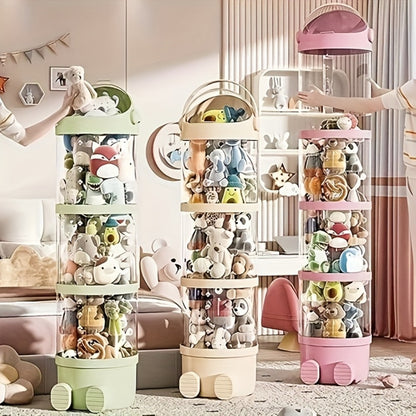 4-layer Transparent Large-capacity Plastic Storage Bucket, A Lovely Home for Plush Zoo.Stylish And Clear Design Keeps All Animal Tidy.Perfect for Decorating Dollhouses, Bedrooms And Living Rooms.An Ideal Gift for Mother's Day.