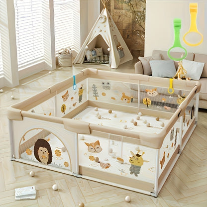 Baby Playpen with Gate Indoor Outdoor Children Activity Center Non-Slip Base Large Play shown in the main product view