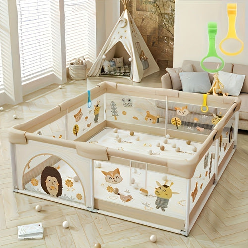 Baby Playpen with Gate Indoor Outdoor Children Activity Center Non-Slip Base Large Play shown in the main product view