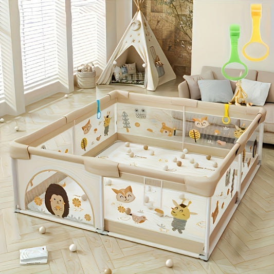 Baby Playpen with Gate Indoor Outdoor Children Activity Center Non-Slip Base Large Play shown in the main product view