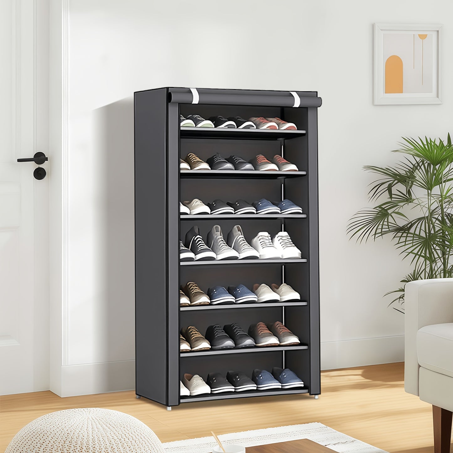 6/8/10 Tier Shoe Organizer with Nonwoven Fabric Cover Shoe Cabinet, Easy to Assemble, Portable Shoe Cabinet, Shoe Storage Shelf for 27-35 Pairs Of Shoes, Suitable for Various Scenes Such As Entryway, Suitable for Sneakers, High Heels, And Boots