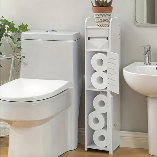 Bathroom Storage Cabinet, PVC Double Door Floor Standing White, Thickened Waterproof shown in the main product view