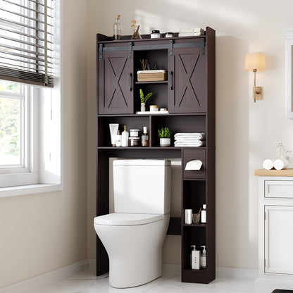 Bathroom Storage Cabinet shown in the Espresso, Sliding Doors option