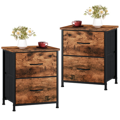 EUNOS Nightstand, Small Dresser for Bedroom with 2 Drawers, Bedside Table Night Stand End Table with Fabric Bins for Bedroom Closet Dorm Guest Room