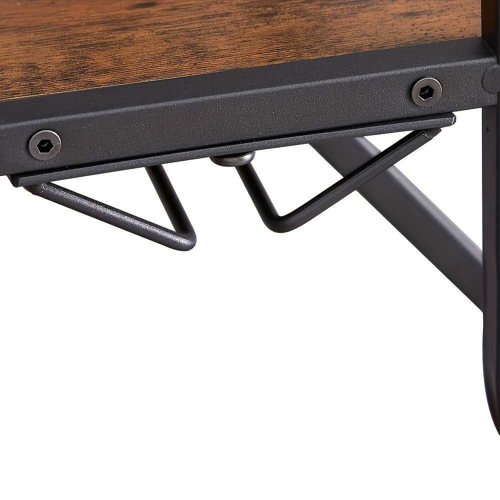 Wine Rack with Hanging Glass Holder & Storage Shelves - 5-Tier Freestanding Baker's Rack for Kitchen, Dining Room & Home Bar, Holds 11 Bottles