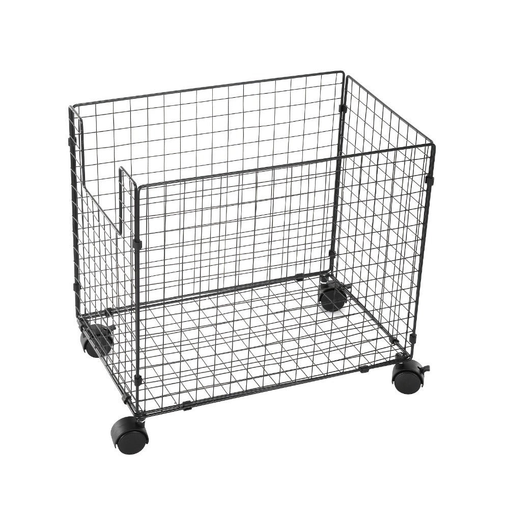 Metal Storage Basket with Wheels, Rolling Wire Organizer Bin for Laundry Bathroom Kitchen Pantry, Open Shelf Basket Home Organization Container No Lid