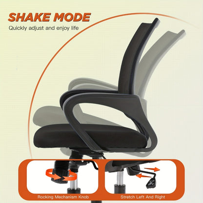 Mid Back Ergonomic Mesh Office Chair with Armrest & Lumbar Support – Swivel Rolling Computer Desk Chair for Home Office & Work, Black, Pink, White, Blue, Grey, Green, Orange, Red