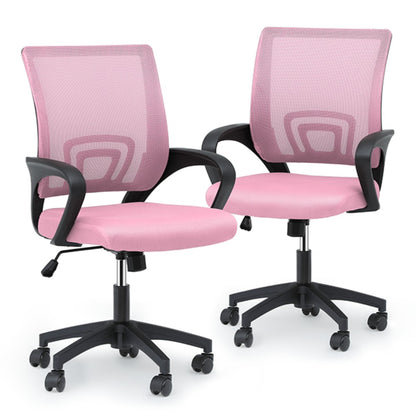 Ergonomic Office Chair Mid-Back Mesh Swivel Desk Chair with Lumbar Support Adjustable Height Sponge Seat Rolling Wheels, 300 lbs Capacity, 6 Colors, 1 or 2 Pack