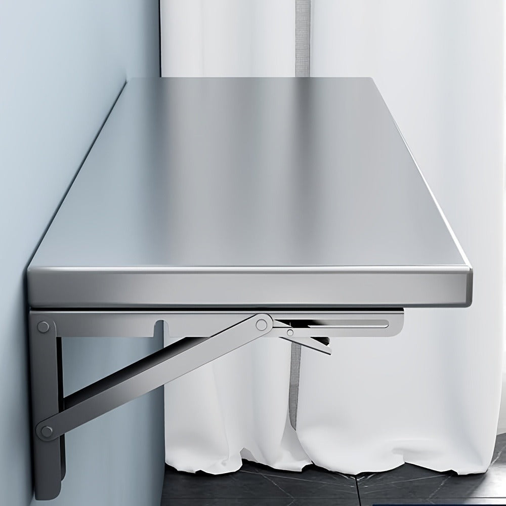 Wall Mounted Folding Table 304 Stainless Steel, Foldable Wall Shelf for Kitchen Bathroom Balcony Laundry Living Room, Space Saving Fold Down Work Surface