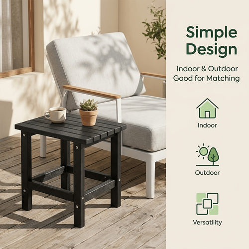 Poly Lumber Adirondack Side Table 19.68in Oversized Outdoor Weather Resistant – HDPE Patio End Table for Poolside Garden Deck Backyard (5 Colors)