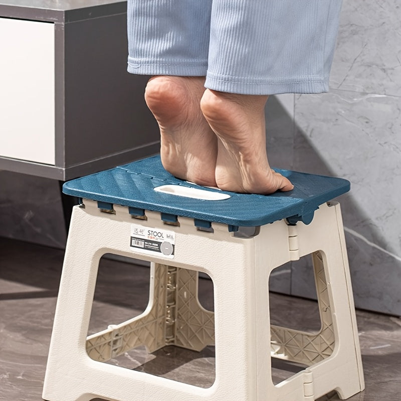 9 Inch Folding Step Stool 300 LB Capacity Non Slip Foot Stool With Handle Plastic Foldable Step Stools For Sala Dormitorio Y Actividades Al Aire LibreStepping Stool For Bathroom Black Small Step Stool