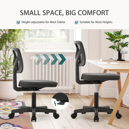Low Back Mesh Armless Office Chair with Lumbar Support – Swivel Rolling Computer Chair for Home Office, Gaming & Study, Youth, Students & Adults, Black, Pink, Gray, Orange, Yellow