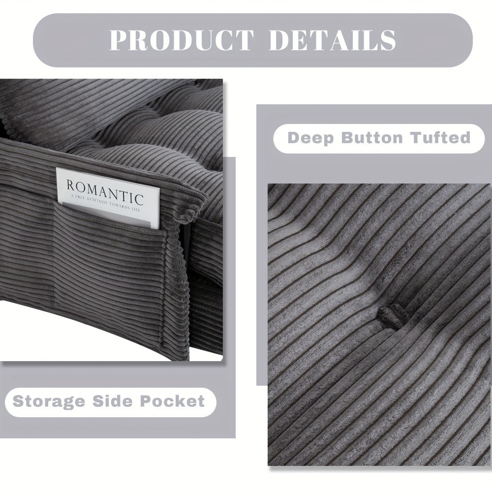 Convertible Sofa Bed with Memory Foam, Foldable Sleeper Chair Corduroy Fabric Metal Frame, Space Saving Sofa for Small Apartment Living Room Bedroom Studio Guest Room