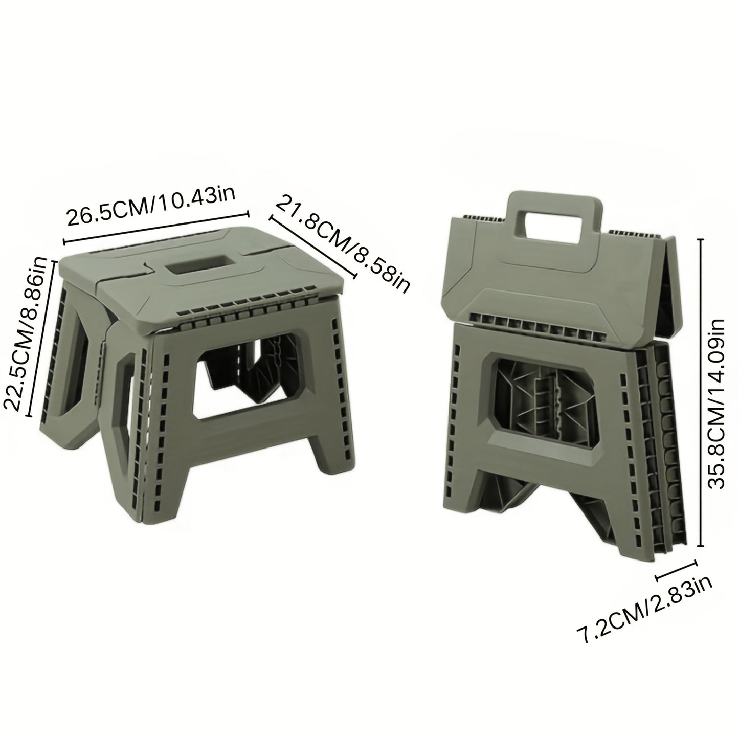 Heavy-Duty Thickened Portable Folding Stool with Handle - 1 Pack Square Plastic Collapsible Stool for Indoor, Gatherings, Picnic, Fishing | Durable PP, Adult-Supporting up to 330lbs, No Electricity or Batteries Needed