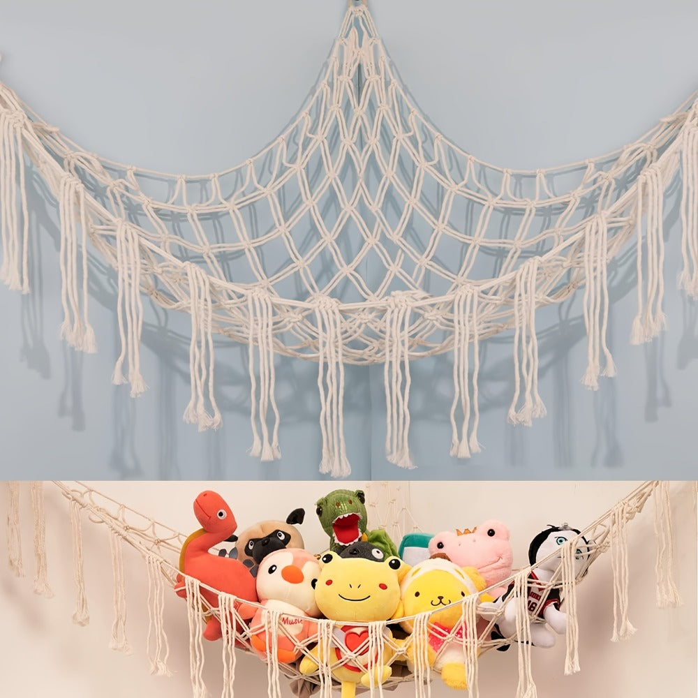 A Large Stuffed Storage Hammock With Lights, Suitable For Storing Unused Stuffed And Indoor Storage, As Well As Small Items For Halloween, Christmas, Easter, And Thanksgiving.