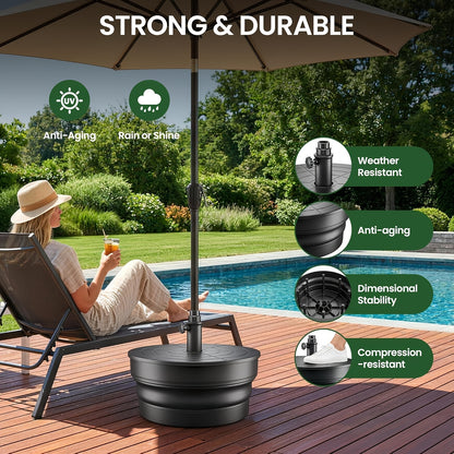 [Durable Round Umbrella Base] Durable Fillable Round Patio Umbrella Base, Free-Standing Patio Umbrella Round Base for Outdoor, Lawn, Backyard, Garden