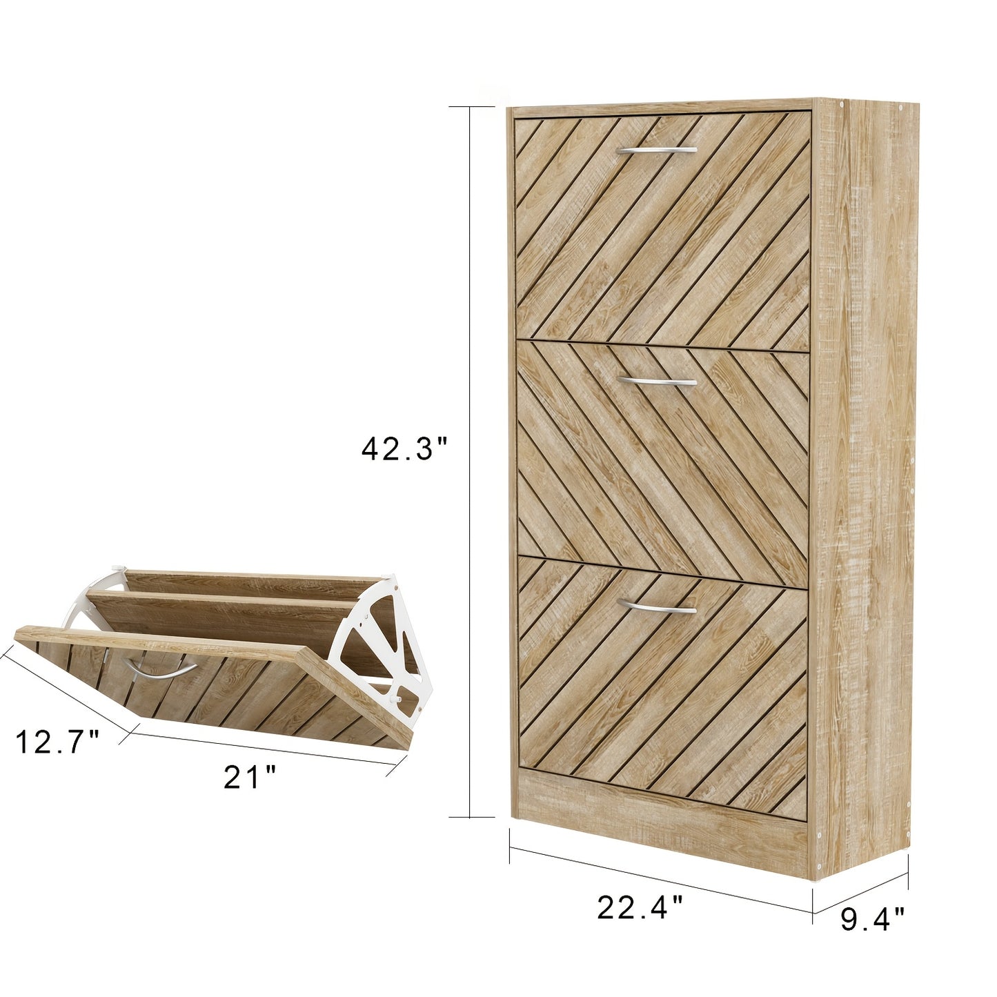 Modern Shoe Cabinet with 3 Flip Drawers, Shoe Storage Organizer with Louver Doors, Shoe Storage Up to 18 Pairs, for Living Room, Enterway, Hallway