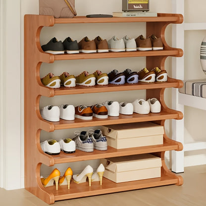 Cube Shoe Rack Wood Grain Multi-Tier – Pre-Assembled Self-Supporting Shoe Organizer with Independent Shelves, Space-Saving for Dorm, Entryway & Bedroom