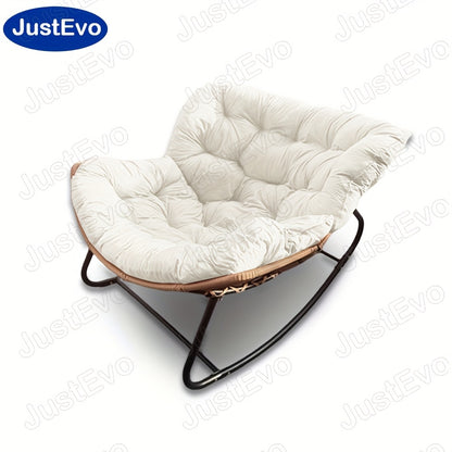 JUSTEVO Extra Large Cozy Rocking Chair - Ergonomically Designed Recliner Featuring an Adjustable Headrest, Sturdy Plastic Cushion & Robust Frame, Manual Reclining for Home Office, Patio