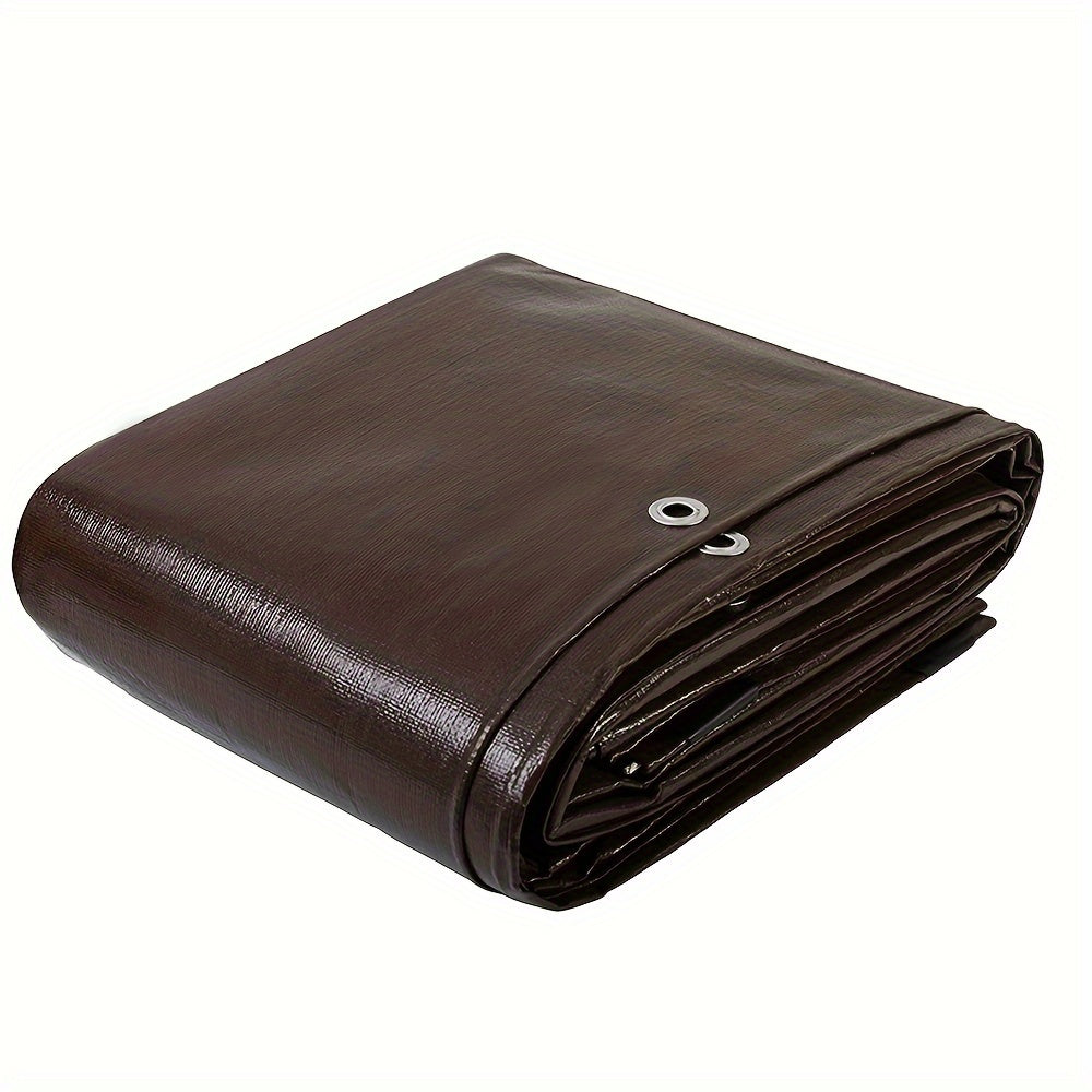 Super Heavy Duty 16 Mil Brown Poly Tarp Cover | UV Resistant, Thick Waterproof, Rip and Tear Proof Tarpaulin with Grommets and Reinforced Edges, PVC Coating, 1000D × 1000D Yarn Spec