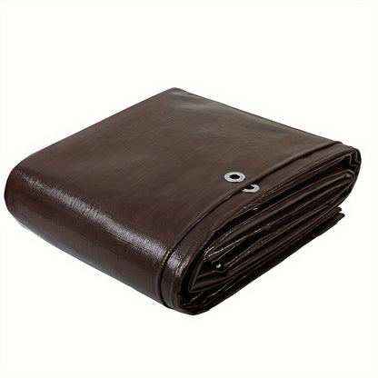Super Heavy Duty 16 Mil Brown Poly Tarp Cover | UV Resistant, Thick Waterproof, Rip and Tear Proof Tarpaulin with Grommets and Reinforced Edges, PVC Coating, 1000D × 1000D Yarn Spec