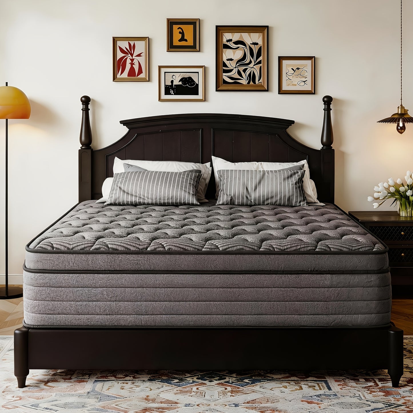 [Hybrid Mattress] 10in/12in/14in Hybrid Mattress, Twin Full Queen King, Gel Memory Foam Pocket Spring Mattress, Medium Firm With Lumbar Support, Ultra Quiet Motion Isolation, Fiberglass Free & Deep Sleep Support, Mattress In A Box For Home & Hotel All Age