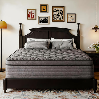 [Hybrid Mattress] 10in/12in/14in Hybrid Mattress, Twin Full Queen King, Gel Memory Foam Pocket Spring Mattress, Medium Firm With Lumbar Support, Ultra Quiet Motion Isolation, Fiberglass Free & Deep Sleep Support, Mattress In A Box For Home & Hotel All Age