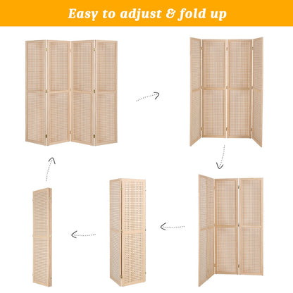 VINGLI Freestanding Pegboard with Support Feet, 5 FT Wood Room Divider Display Board Organizer, Folding Privacy Screen Partition Space Separator for Craft Shows Events Retail