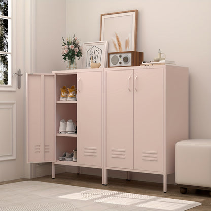 Metal Locker Storage Cabinet, Black Accent, Pantry Cabinet with Doors, Locker for Living Room, Kitchen, Office