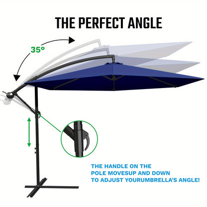 [UV Resistant Umbrella] Gunji 10ft Large Outdoor Patio Umbrella Market Table Umbrella-UV Resistant, Easy Push Button Tilt And Crank, 8 Sturdy Fiberglass Ribs Heavy-Duty Pool Umbrella for Deck, Backyard, Garden, Yard