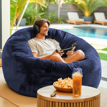 Bean Bag Chair shown in the Blue, 4FT(44"*44"*24") option