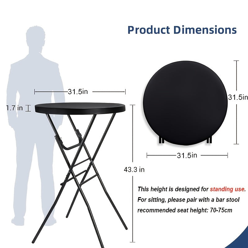 32" Round Folding Table, World Game-Day Ready, Portable Plastic Table, Suitable for Fiesta Night, Party, Camping, Patio Gatherings, Events, Bar Table, Featuring A Thickened Tabletop, Metal Frame, Locking Legs, Indoor/outdoor, 2pcs Set, White/Black