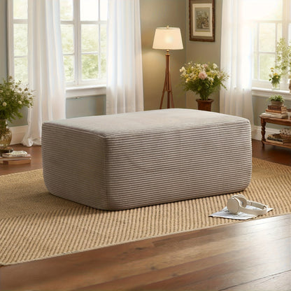 Corduroy Ottoman, Christmas Gifts Decorations Plush Chair Bean Bag Couch, Upholstered Cloud Ottoman for Boneless Couch In A Box, Modular Sectional Couches for Game & Recreation Room Furniture, Compressed Memory Foam, No Assembly Required