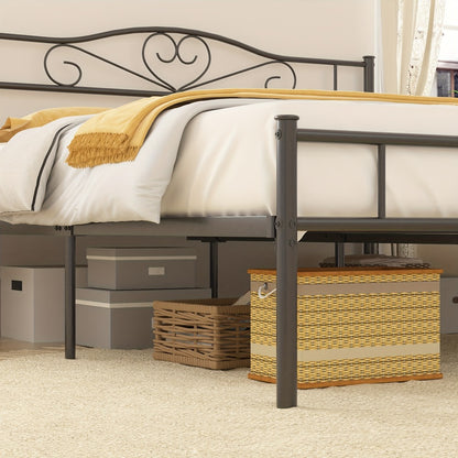 Metal Platform Bed Frame with Headboard and Footboard Steel Slat Support No Box Spring Needed Noise Free - Twin Full Queen Sizes for Bedroom Guest Room Dorm | Black White Gold Pink