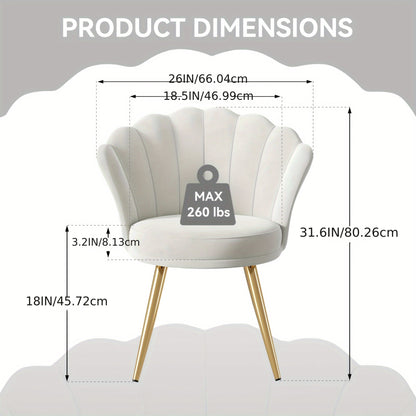 1 Velvet Dining Chair - Woven Upholstery, Golden Metal Legs, Modern Style, Suitable for Living Room, Dining Room, Kitchen, Comfortable Seating Solution