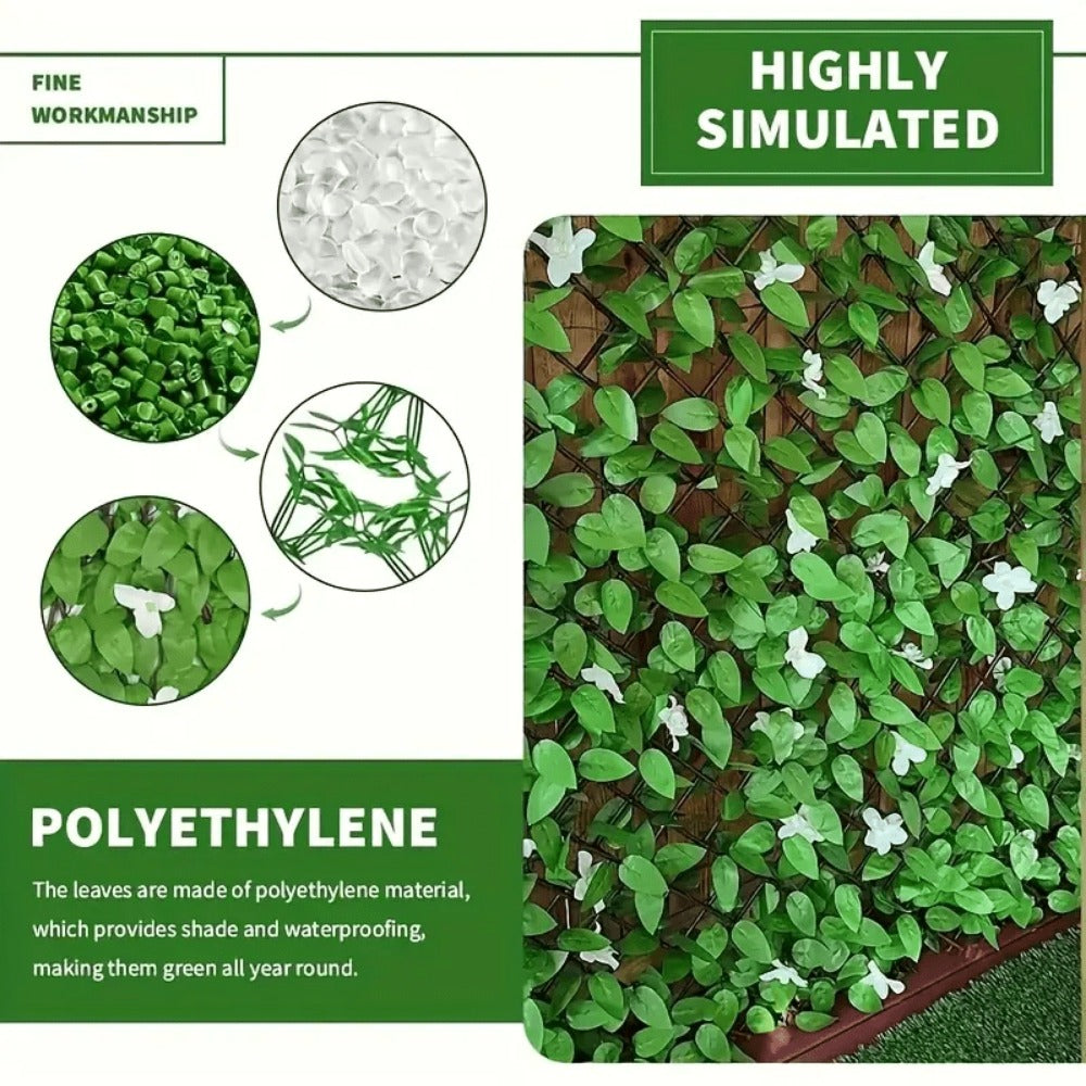 Expandable Artificial Vine Privacy Fence Set of 2 Connectable Green Wall Panel UV Resistant for Outdoor Garden Patio Balcony Home Decor – Purple Orchid & White Orchid, Free US Shipping