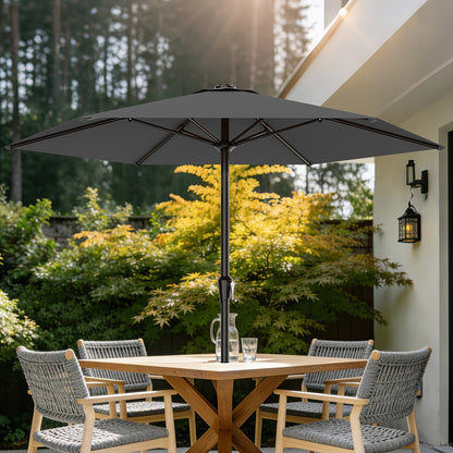9FT Outdoor Patio Umbrella with Crank & 6 Sturdy Ribs, UV Protection Windproof, Market Table Umbrella Perfect for Deck, Backyard, Lawn And Garden, Pool Umbrella