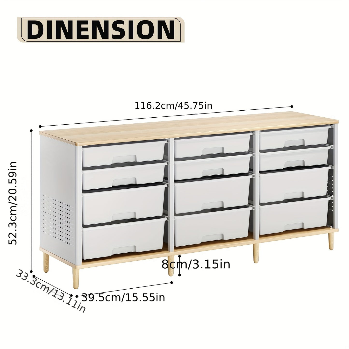 [12-Drawer Storage Cabinet] TOOLF 12-Drawer Storage Cabinet with Tabletop, Cube Organizer for Home And Office, Ideal for Living Room, Bedroom, Classroom, Playroom, And Craft Room