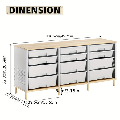 [12-Drawer Storage Cabinet] TOOLF 12-Drawer Storage Cabinet with Tabletop, Cube Organizer for Home And Office, Ideal for Living Room, Bedroom, Classroom, Playroom, And Craft Room