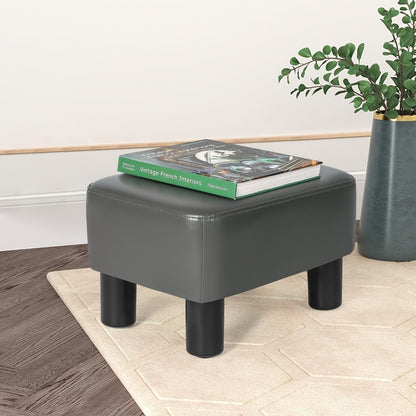 Small Ottoman Footstool with Hidden Storage 15.6 Inch Rectangular PU Leather Footrest Anti-Skid Legs for Living Room Bedroom Office Sofa Black Brown Gray