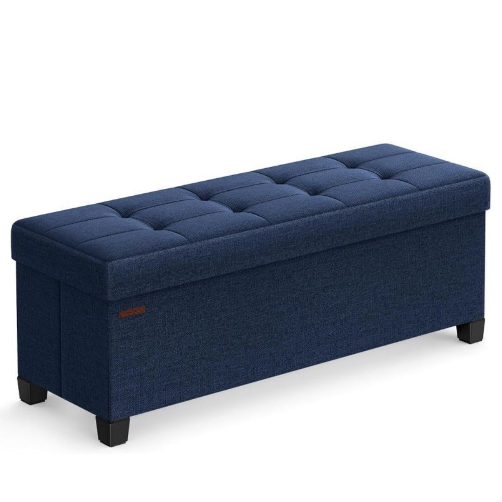 Foldable Storage Ottoman Bench 43 Inch Collapsible Upholstered Footrest Seat with Hidden Storage for Living Room Bedroom Entryway Camel Brown Cream White Gray Blue Black