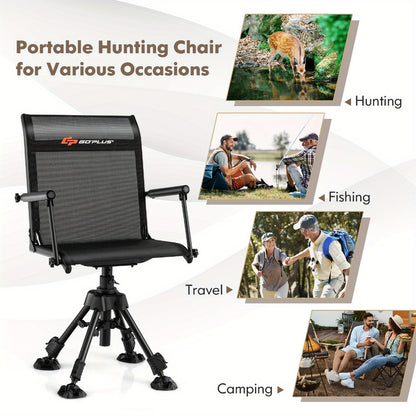 MULTIGOT Swivel Hunting Chair w/ 4 360° Adjustable Legs Folding Silent Swivel Blind Chair - For Hunters & Outdoors Enthusiasts -  Suitable for Camping, Hunting & Fishing -  Portable & Lightweight