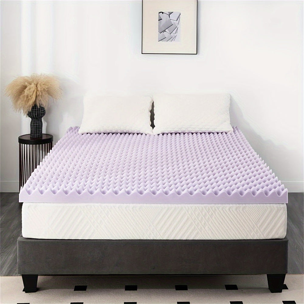 2/3/4inch Egg Crate Memory Foam Mattress Topper, Soothing Lavender Infused, Cooling Sleep, Soft Mattress Topper for Support Comfort, Memory Foam Mattress Topper In A Box, Compression Transport, Ventilated Design Bed