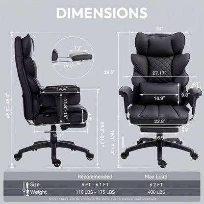 Big and Tall Tall Office Chair with Footrest and Lumbar Support and Pocket Springs detail image - detail view 3