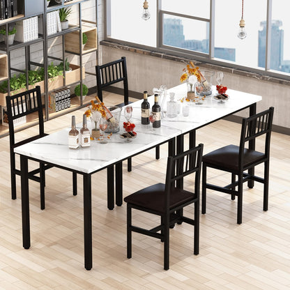 3-Piece Small Space Dining Table & Chair Set with Ladder Back Chairs – Compact Kitchen Table Set for Living Room, Bedroom & Apartment
