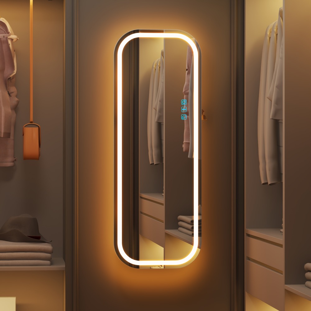 LED Jewelry Cabinet with Mirror Lockable Arched Floor Standing or Wall Hanging Jewelry Organizer for Necklaces Rings Earrings – USB Powered RGB Lights, White