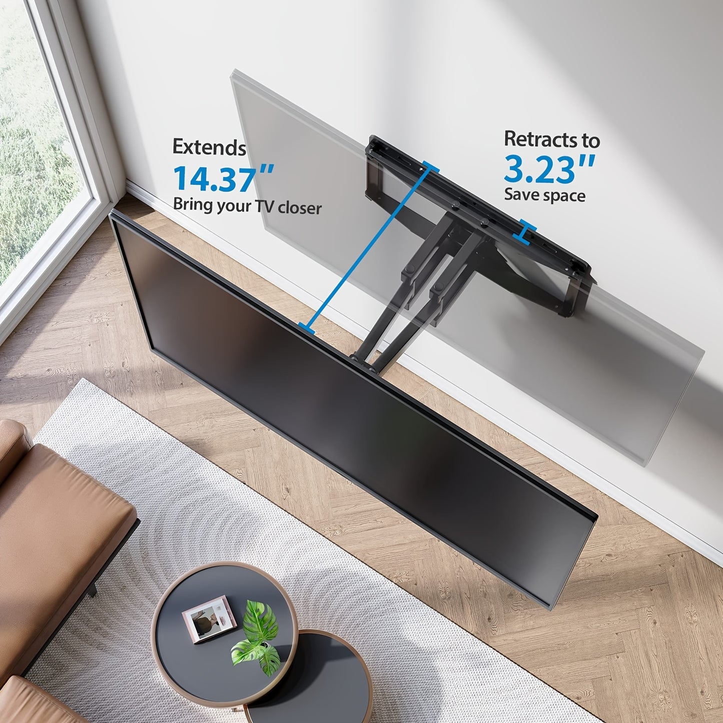 Dreamsmith 40-86 Inch Full Motion TV Wall Mount Bracket with Dual Articulating Arms, Swivel & Tilt, 132 lbs Capacity, Max VESA 600x400mm, Fits 12" & 16" Wood Studs for Home Theater & Media Room, Tv Wall Mount, Versatile Furniture Bracket, Modern Home Deco