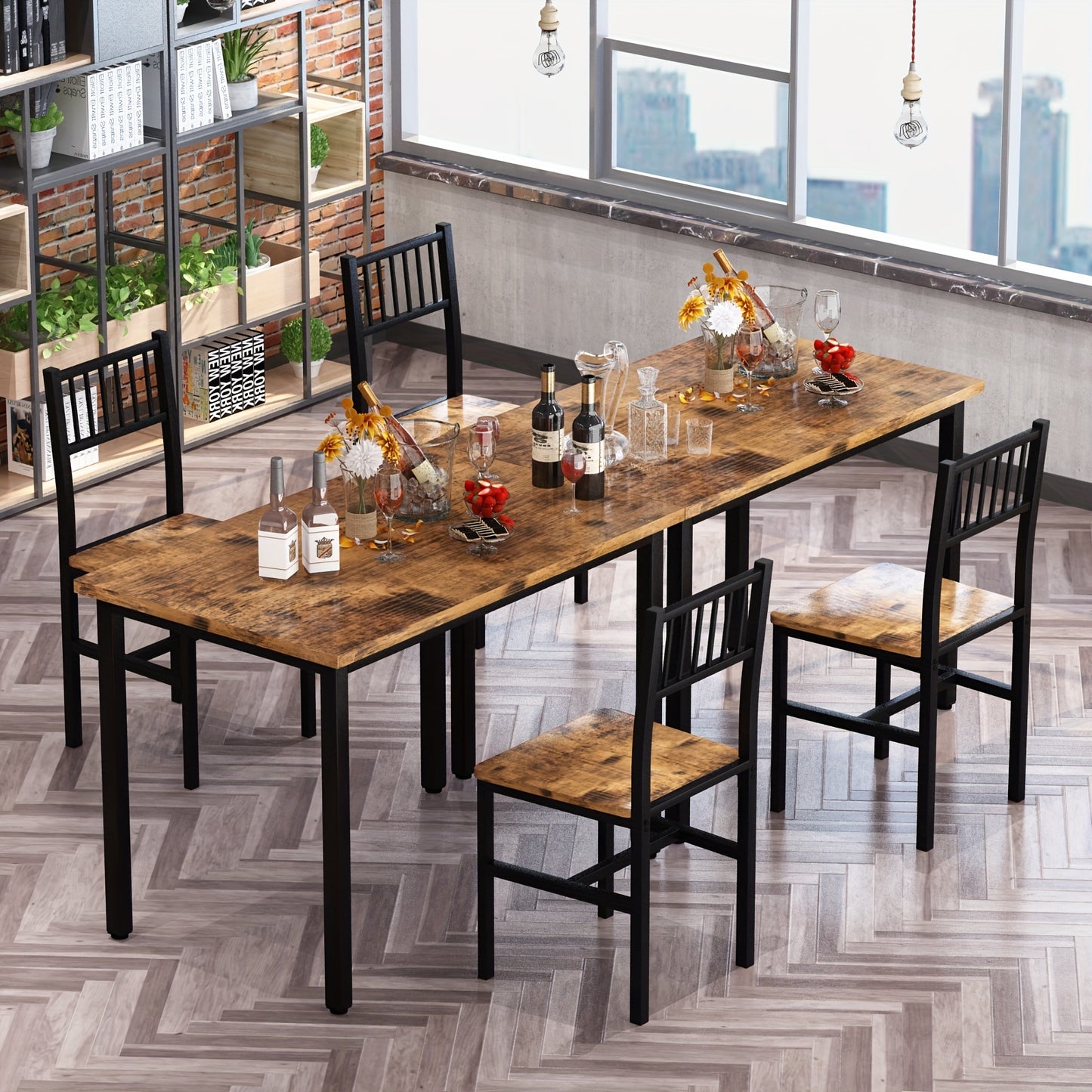 LAMERGE 3pcs Dining Table And Chair Set, Small Space Dining Table And Chair Set, Dining Table, Simple, Suitable for Small Space Living Rooms, Bedrooms And Kitchens Dining Table Set, Perfect Home Furniture, Bedroom Furniture, Spacesaving